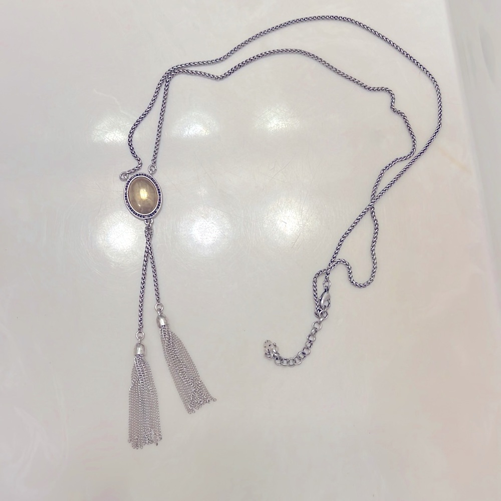 Lucky Brand silver and gold tassel necklace
